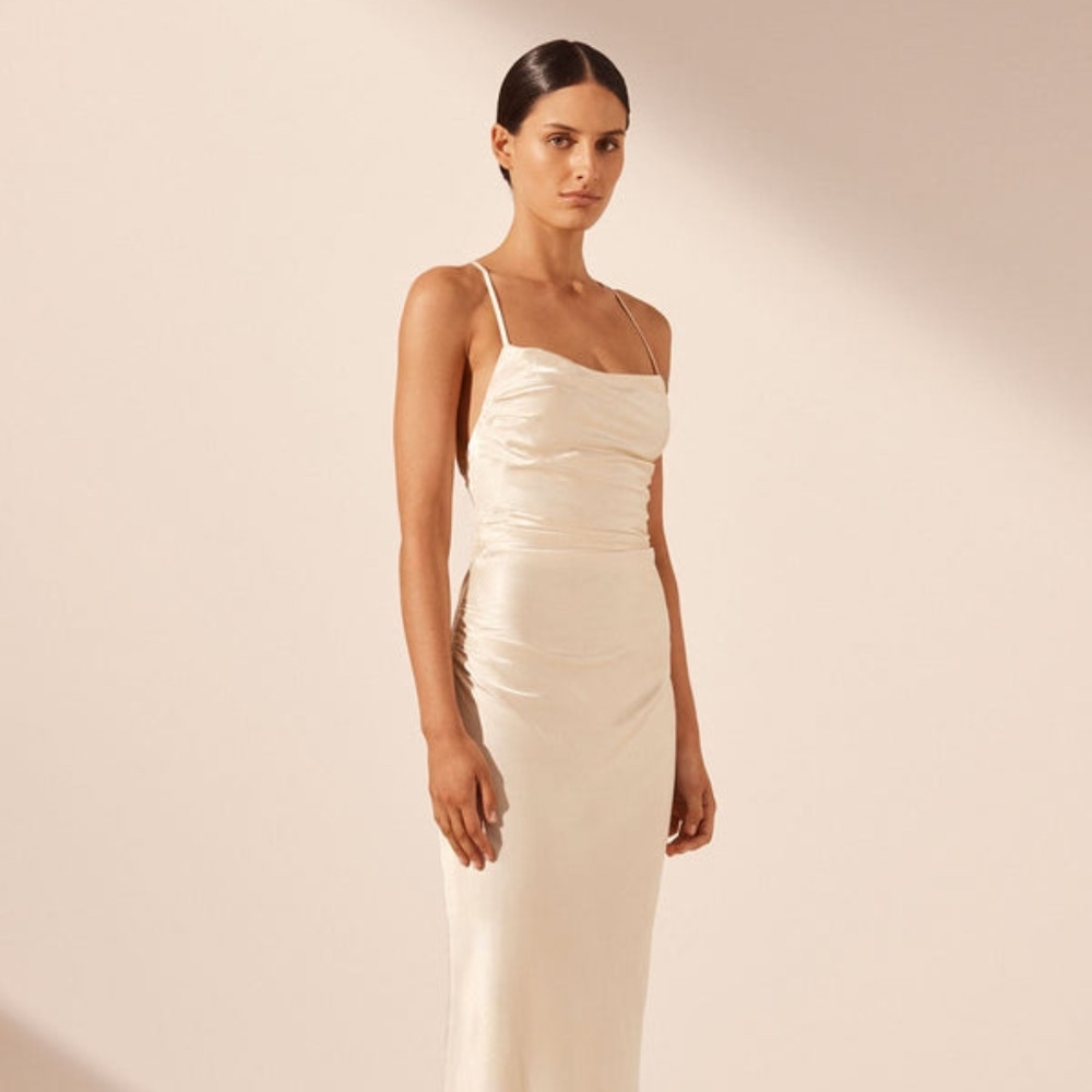 Shona Joy La Lune Lace Back Maxi Dress - Cream (Size 2)